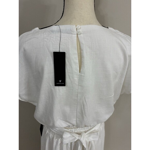 Lulus Brings You Back Ivory Two-Piece Midi Dress Viscose/Linen NWT Size M Medium - Picture 8 of 13